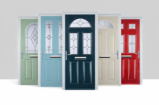 a_digital_photograph_of_five_composite_doors_is_di